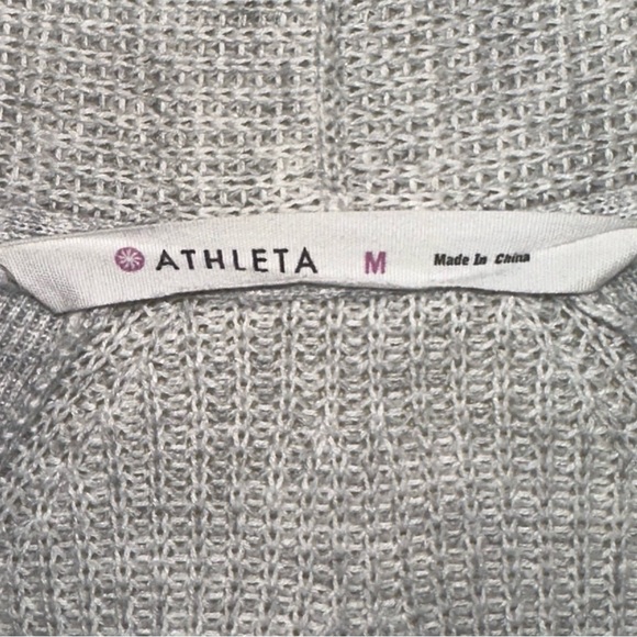 Athleta Women’s Med Linen Blend Light Heather Grey CYA Horizon Wrap Sweater Y2K - Picture 2 of 10